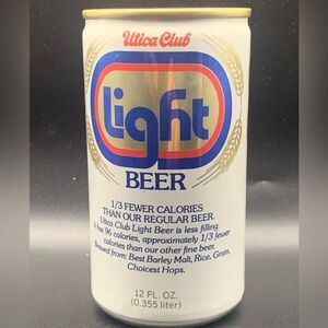 Vintage Beer Can Utica Club Light Beer Tab Empty Retro Style Aluminum Can